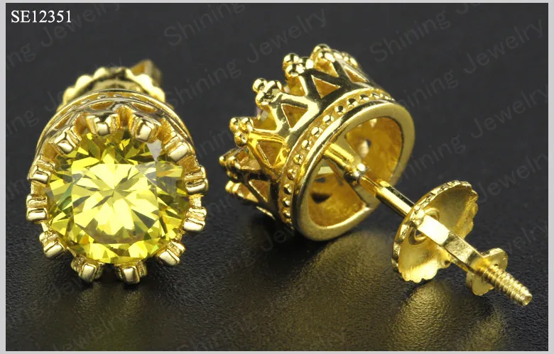 Round Micro Pave Lab Created Diamond Vvs Gold Hip Hop Earrings Gold Hip Hop Earrings 1 Jpg