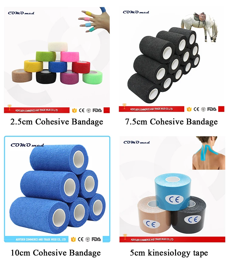 2017 vet wrap waterproof adhesive cohesive colored elastic bandage
