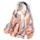 卸売 2019 新加入フローラルシルクシフォンスカーフラップファッション 3 色大輪の花プリントソフト女の子 wensli シルクスカーフ