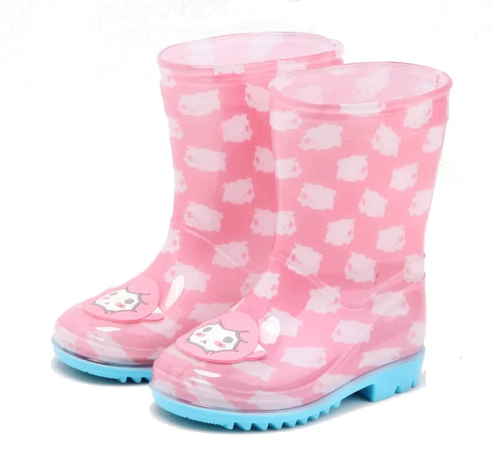 Kids Cute Animal Print Pvc Rain Boots Reach Standard Children Wellies