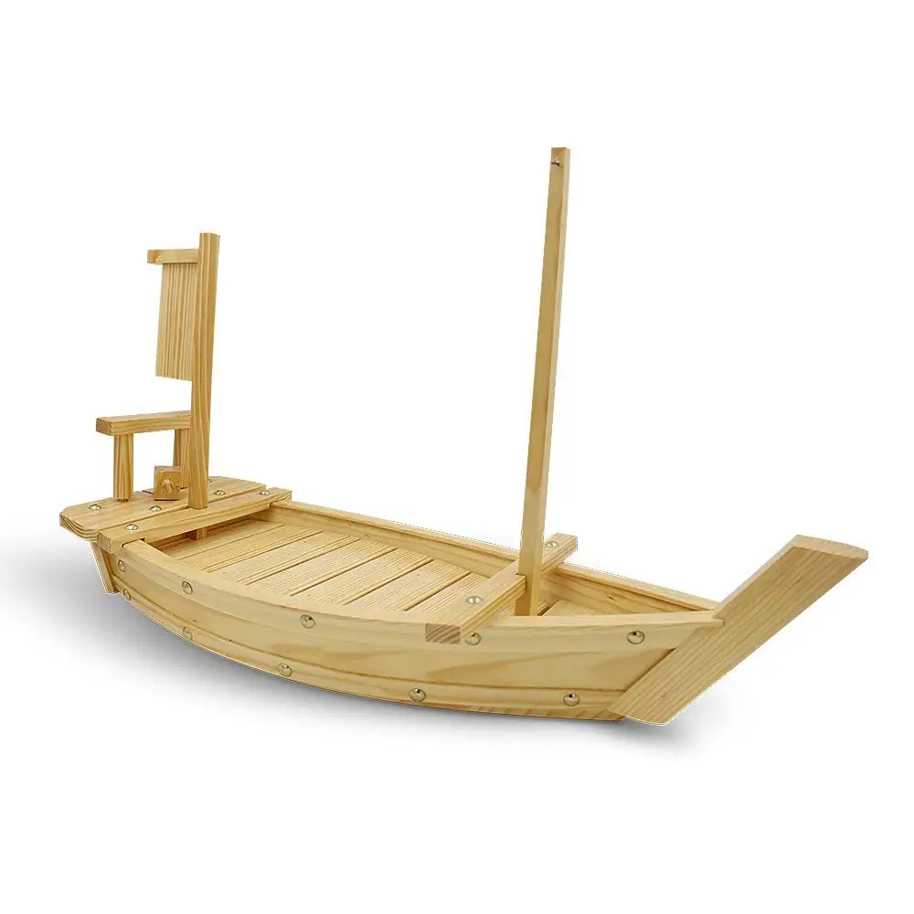 XMYZ White Pine Sushi Boat Sashimi Boat Wooden Sushi Tray Serving Boat Plate Large Restaurant Hotel Supplies Dish