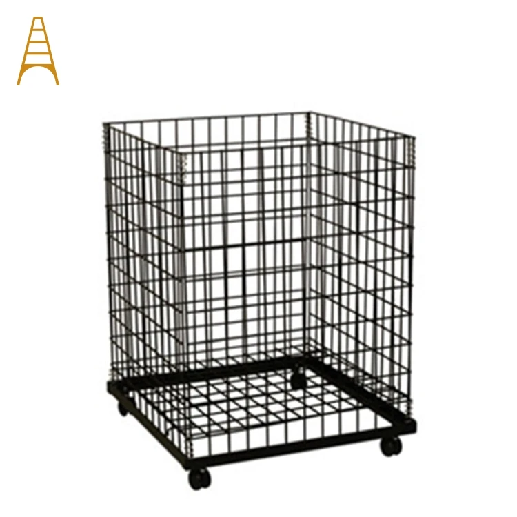 Supermarket Retail Metal Wire Cage Display Dump Bin With Wheel Buy Metal Retail Display Bin