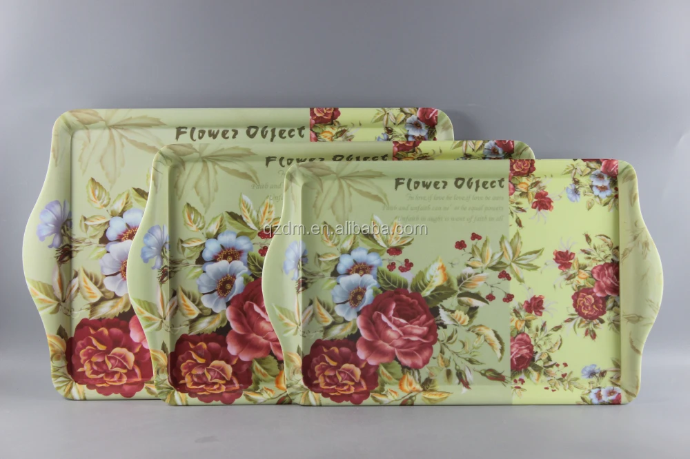 Dull Polish Surface Melamine Tray Sets Of 3PC