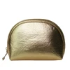 pu gold professional round glitter cosmetic bag,waterproof leather wholesale travelling toiletry bag with zipper