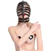 BDSM PU/Leather Unique Design Head Bondage Restraint Gear Hollow Fetish Mask Hood
