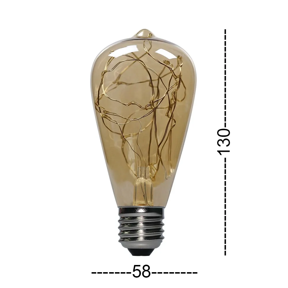 Intertek Outdoor Lighting St58 3w E27 240lm Copper Wire Lamp Filament