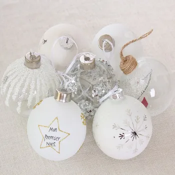 Clear Plastic Acrylic Baubles Ball Ornament 80mm For Christmas