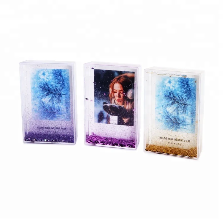 Family Block Picture Frame Clear Ps Liquid Glitter Photo Frame