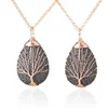 New Arrival Handmade Wire Wrapped Tree Of Life Natural Teardrop Lava Stone Necklace Diffuser Jewelry