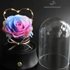 Multicolor Preserved Flower Rose In Glass Dome With bluetooth Music Speaker And Led Lights