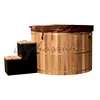 Outdoor Dark Red Cedar Sauna Hot Tub Bath Barrels , home spas and hot tubs