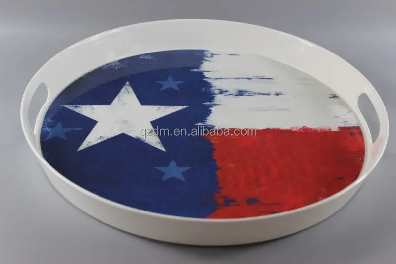 15 inch Melamine Round tray Food tray National flag Print