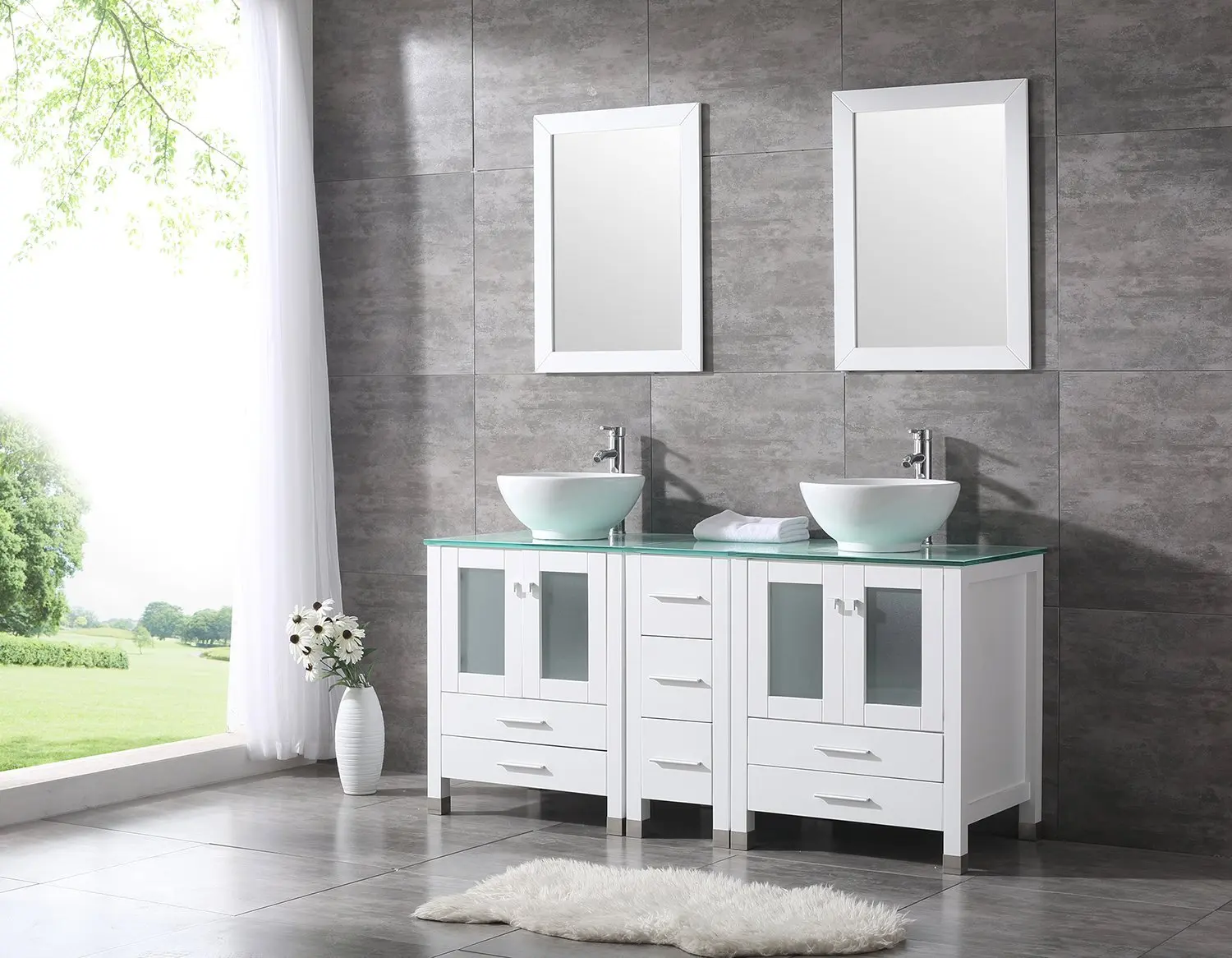 bathroom bowl sink with cabinet
