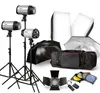 Strobe Studio Flash Light Kit 750W - Photographic Lighting - Strobes, Barn Doors, Light Stands, Triggers, Umbrellas, Soft Box
