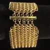 Handmade 14k Gold Stainless Steel Wide Metal Mesh Cuff Chain Link Bracelet Chainmaille Bracelet