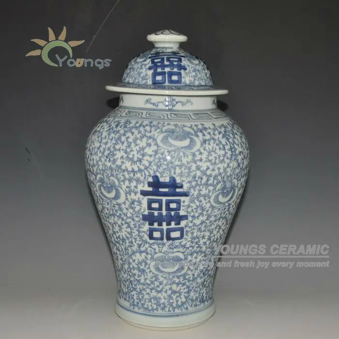 Antique Chinese Blue And White Porcelain Double Hiness Ginger Jar Antique Chinese Blue And White Porcelain Double Hiness Ginger Jar
