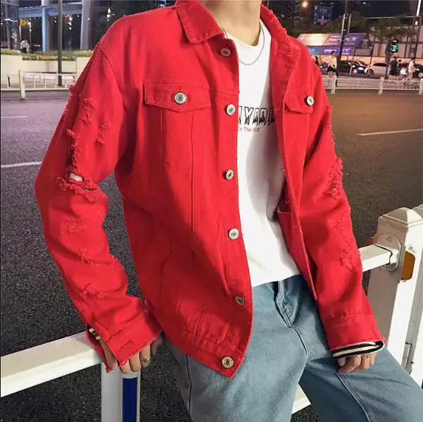 red denim jacket cheap