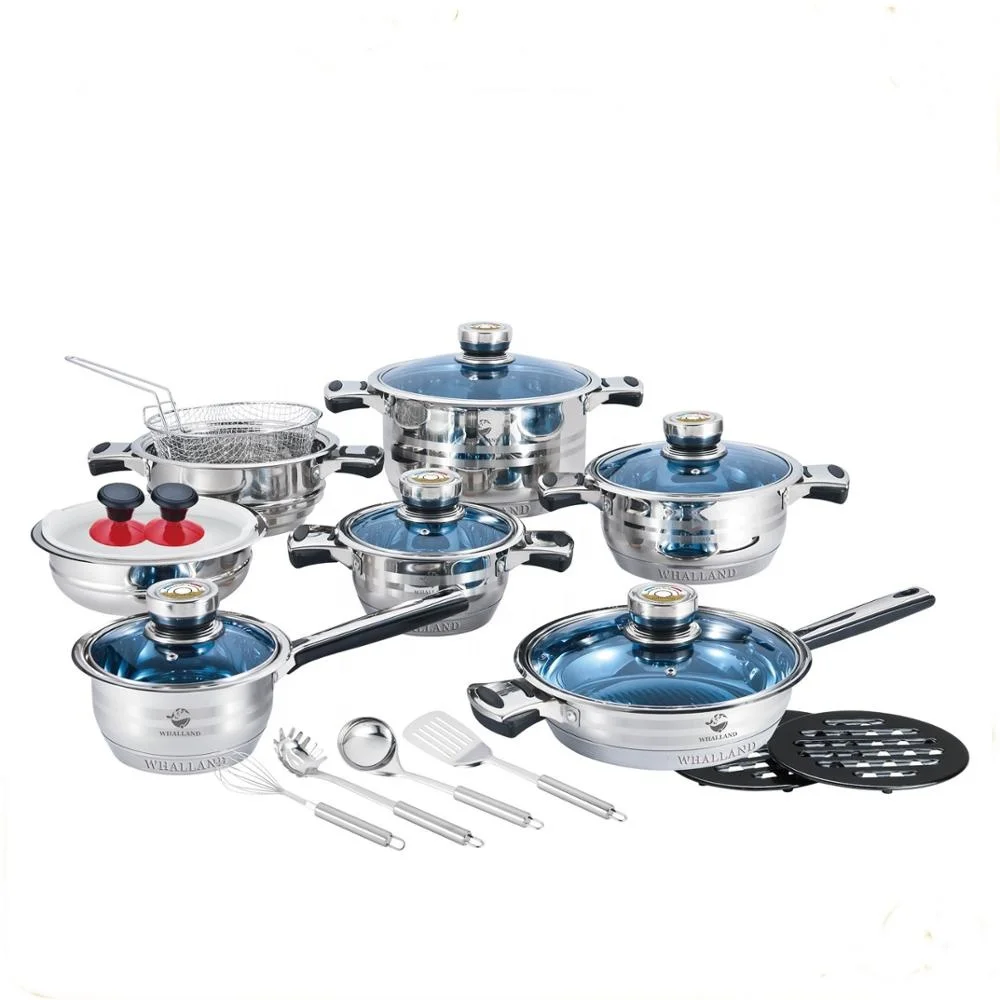 Whalland 24pcs Wide Edge Stainless Steel Cookware Set For South Africa