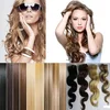 Wholesale double drawn blonde seamless clip in remy human hair extensions for white women wave