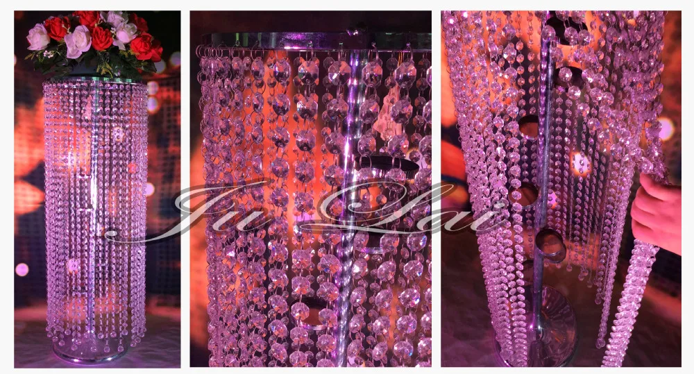 Fsc03 Crystal Wedding Pillars With Led Light For Wedding Stage