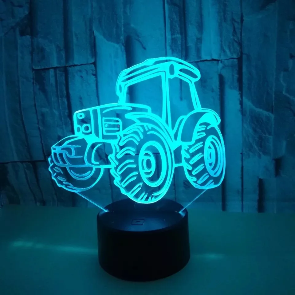 Tractor 3D Optical Illusion Lamp 7 Colors Change LED Table Desk Lamp for Home Bedroom Decoration