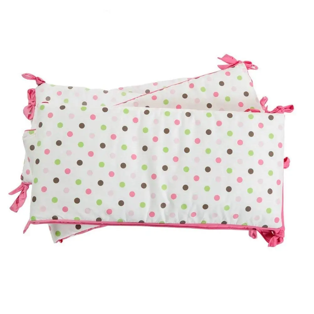 i-baby Cot Bumper Sets Baby Bedding Wrap Around Safety Protection For Baby Girls Bed With Head Guard Polka Dot Printed Crib Bumpers Kindergarten Nursery Pink 100% Cotton (Pink)