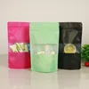 Colourful Standup plastic bag with matt window and zipper,Gift Dried Food Fruit Tea packaging Pouches Zipper Self Sealing bag