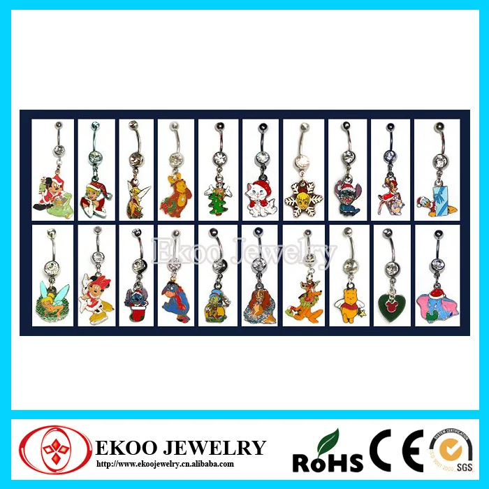 316l Surgical Steel Christmas Cartoon Character Dangle Anime Belly