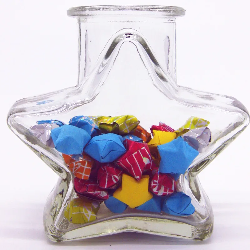 star shaped borosilicate glass jar with cork lid