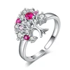 JewelryPalace July Birthstone Created Red Ruby Cubic Zirconia Tree Of Life Promise Ring 925 Sterling Silver