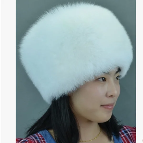 white fur cap