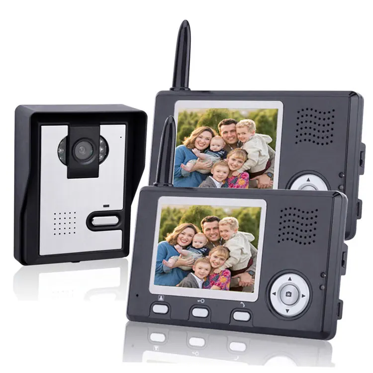 3.5inch Lcd 2.4g Wireless Video Door Phone Intercom One Camera To Two