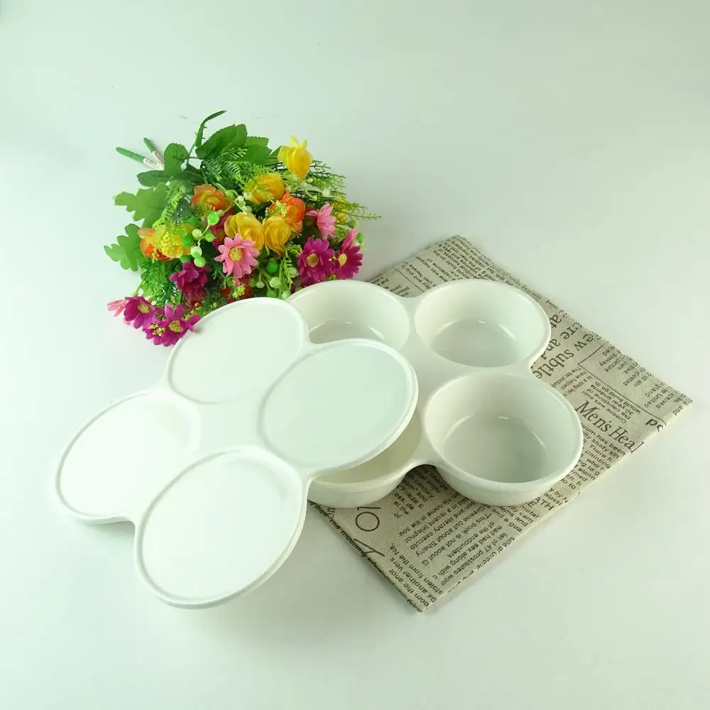 Stock Cheap Wholesale Bulk White Porcelain Ceramic 4 Compartment Plate With Cover Buy 4