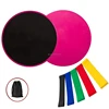 Fitness Sliders Core Dual-Sided Gliding Discs and Latex Resistance Exercise Loop Bands Bundle
