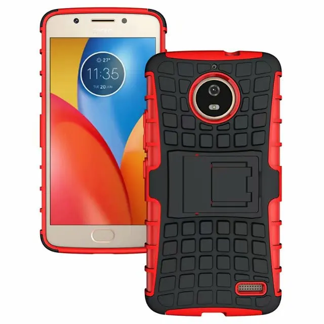shockproof TPU+PC 2in1 tire pattern bracket cover phone case For Motorola Moto E4