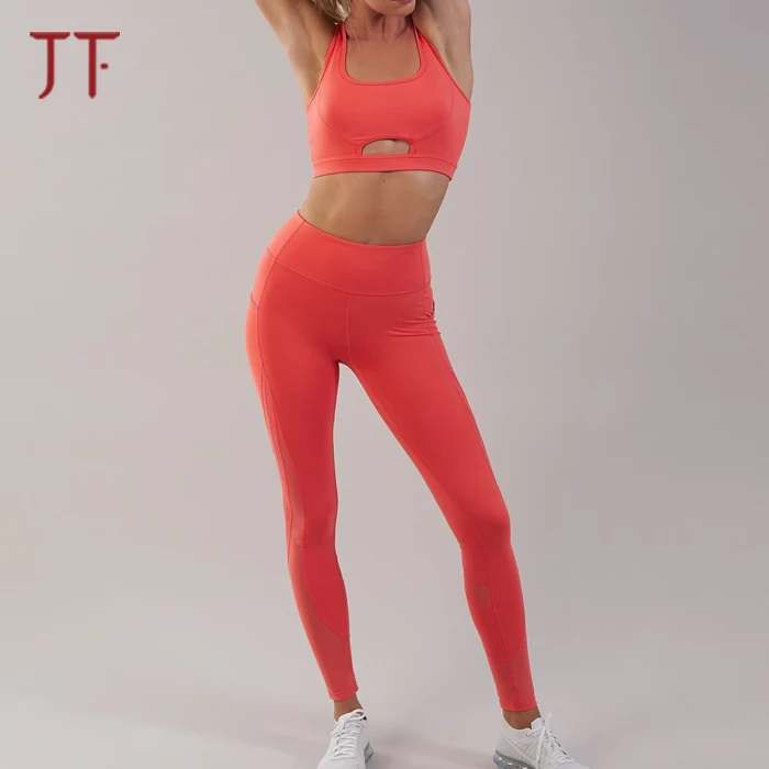 OEM Women Quality Supplex Gym Tight Mesh Sport Yoga Set Leggings