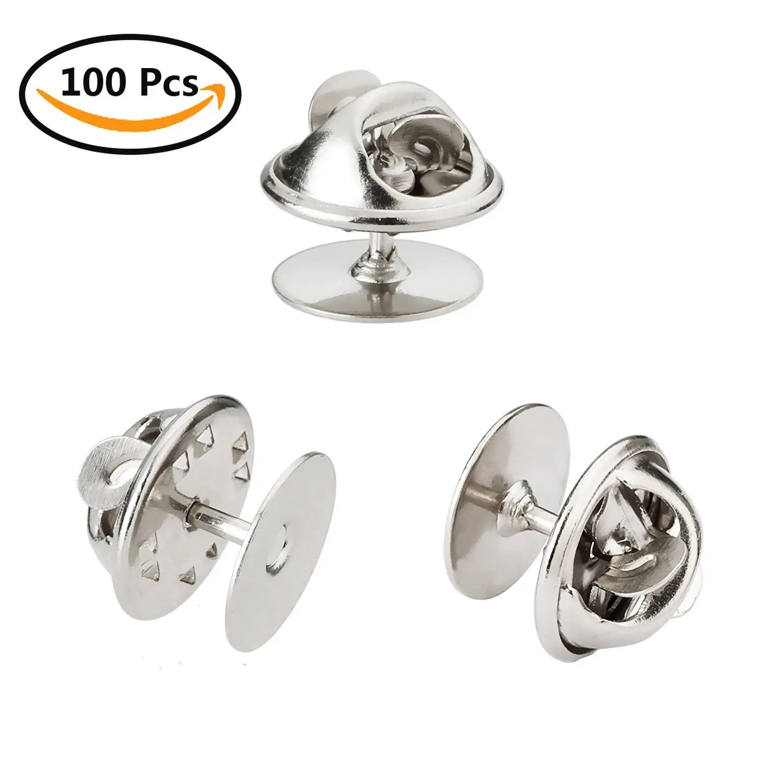 Butterfly Clutch Tie Tacks Pin Back Replacement with Blank Pins Silver 100 Pairs