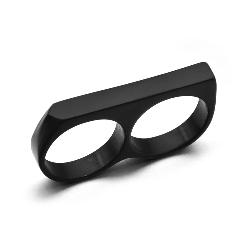 Fashion Mens Custom Logo Stainless Steel Double Finger