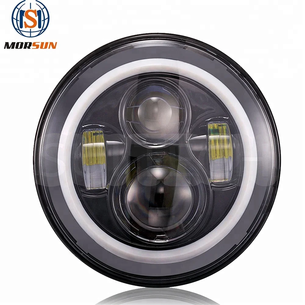 7inch led headlight, DOT approved led lights osram angel eye DRL turn signal muti-color