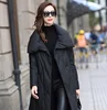 Black Fashion Durability Ladies Extra Long Leather Fur Coat Women