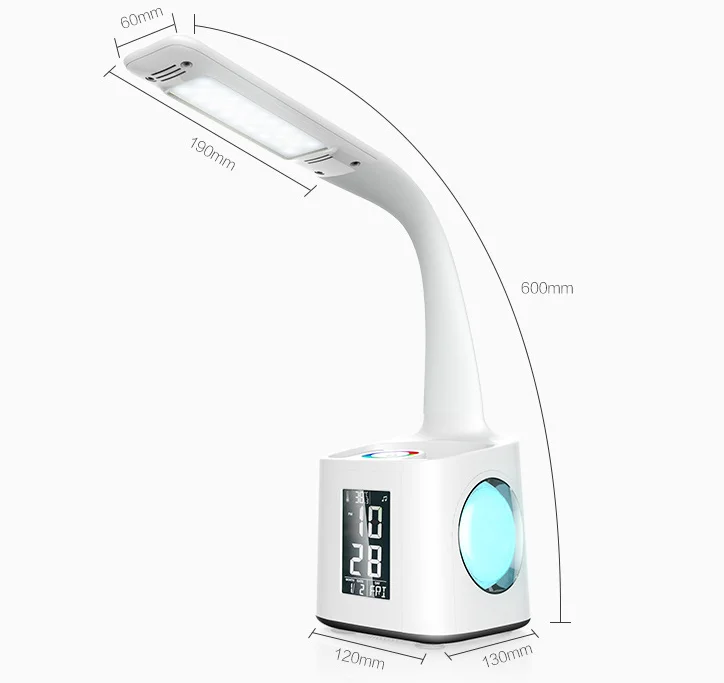 Flexible Led Study Light With Time Display Led Pen Holder Desk Lamp