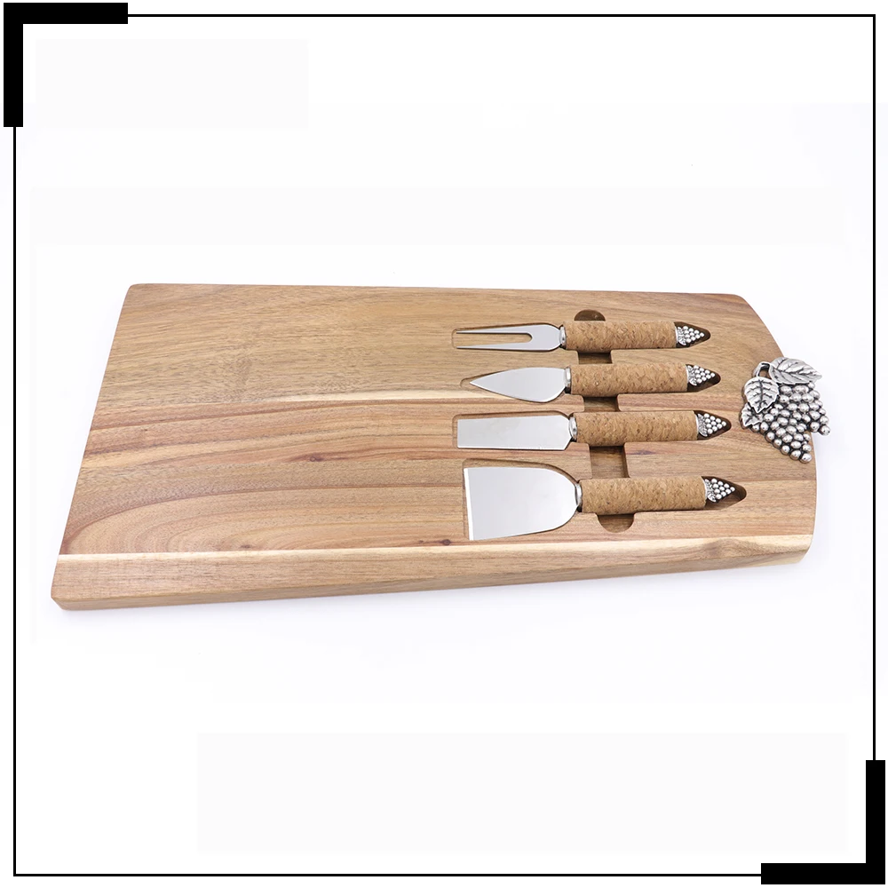 Acacia Cheese Knife Cutlery With Cork Handle Cutting Board Set Buy