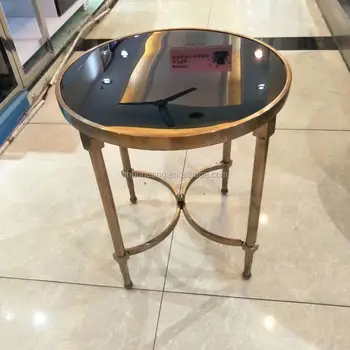 Popular Round Coffee Table Stainless Steel Gold Side Table Glass