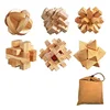 Chinese traditional bamboo wooden 9 piece set IQ test brain teaser puzzle education toys Ming Luban Lock heart lock magic cube
