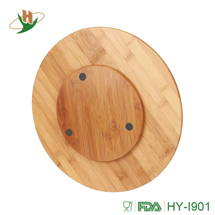Rotating Serving Tray Unfinished Wood Bamboo Lazy Susan Display