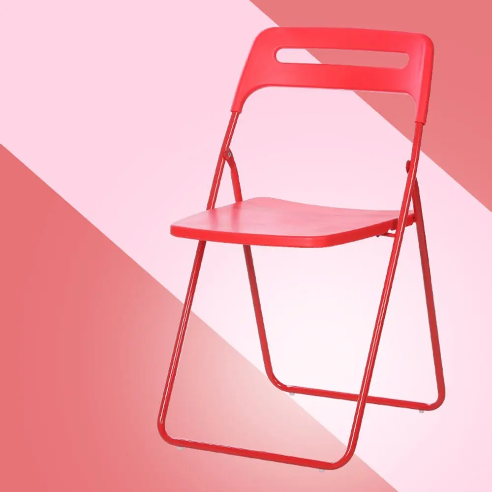 Folding chair / residential Student dorm simple folding chair / plastic portable office chair / simple Nordic dining chair ( Color : Red )