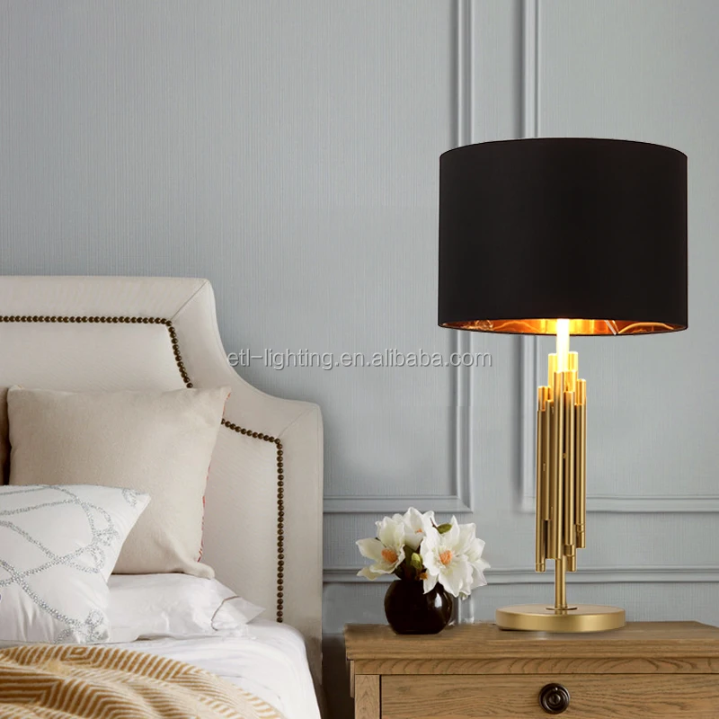 Hotel Table Lamp Black Cloth Lampshade Hotel Bedside Lamp Etl32057