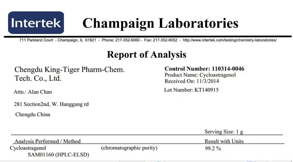 Factory Supply Cycloastragenol 90% Telomerase Activator TA-65