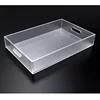 silver glitter all purpose acrylic storage tray rectangular lucite hotel serving tray with handles