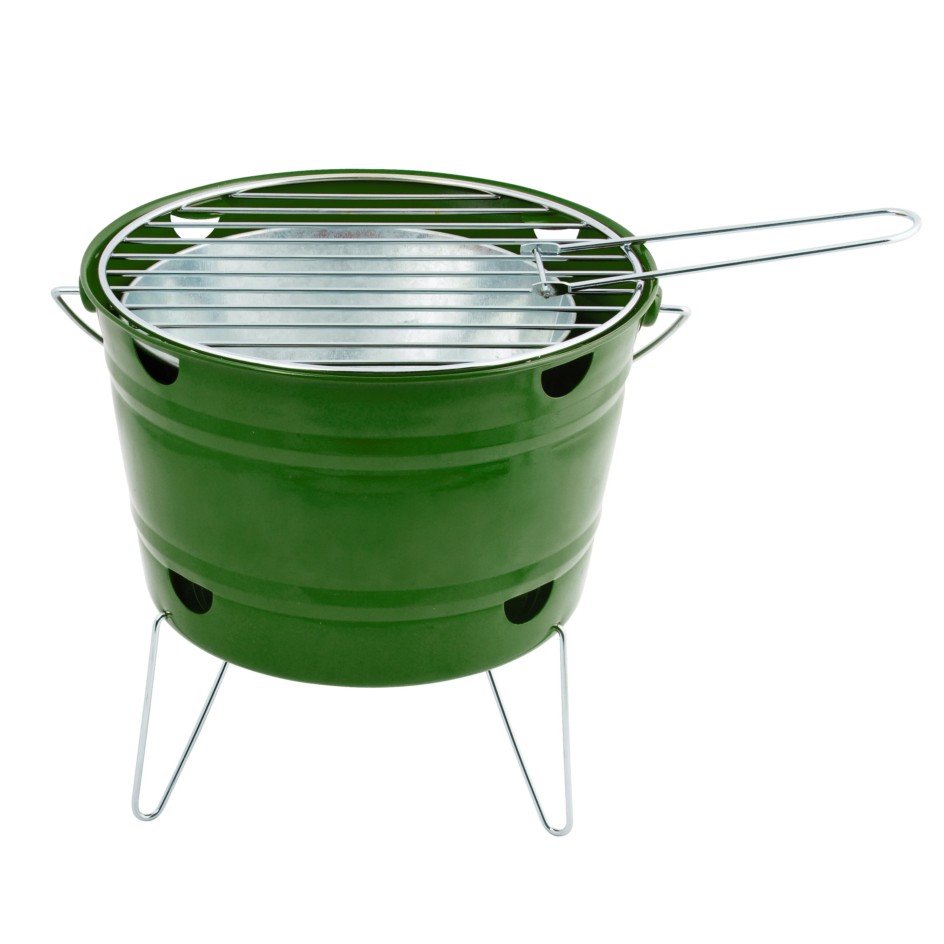 10英寸迷你桶木炭烧烤炉,带折叠腿